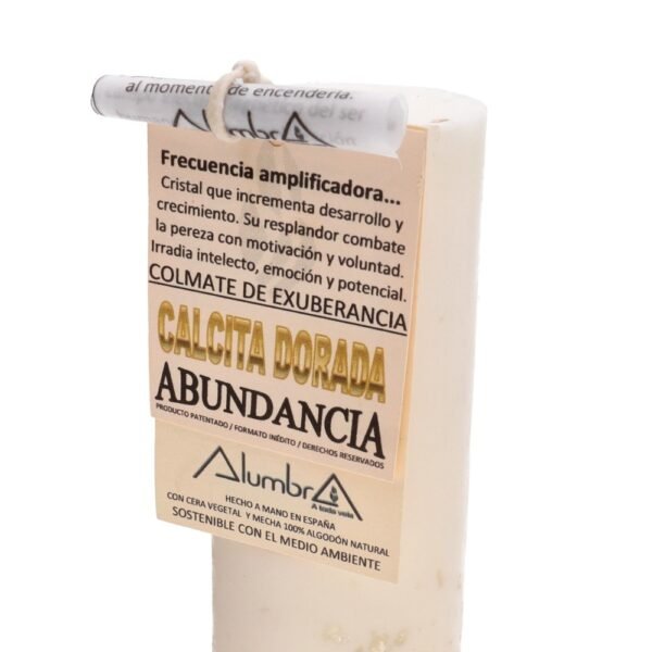 Vela Ritualizada con Calcita Dorada: Abundancia - Imagen 2