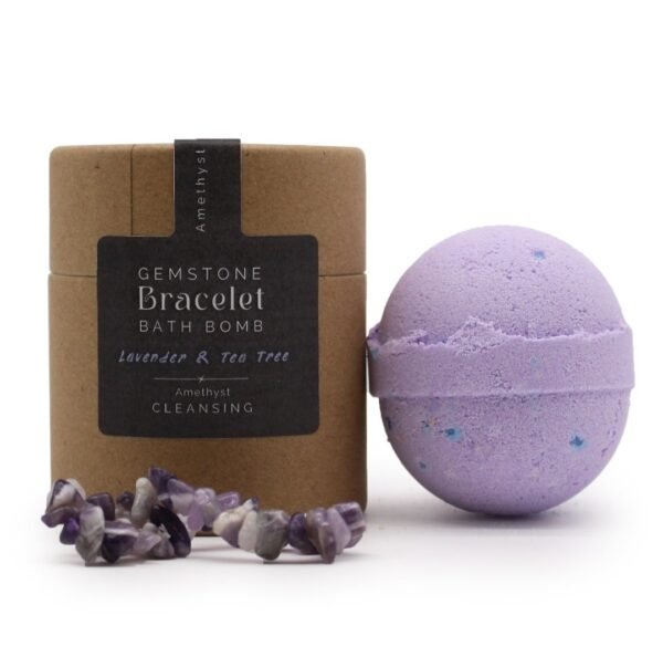 Bomba de Baño con Pulsera de Amatista - Lavanda y Árbol de Té
