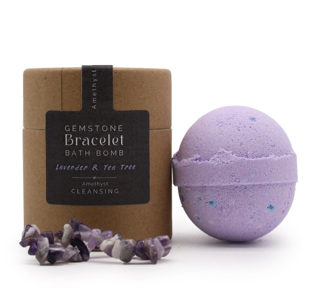 Bomba de Baño con Pulsera de Amatista - Lavanda y Árbol de Té