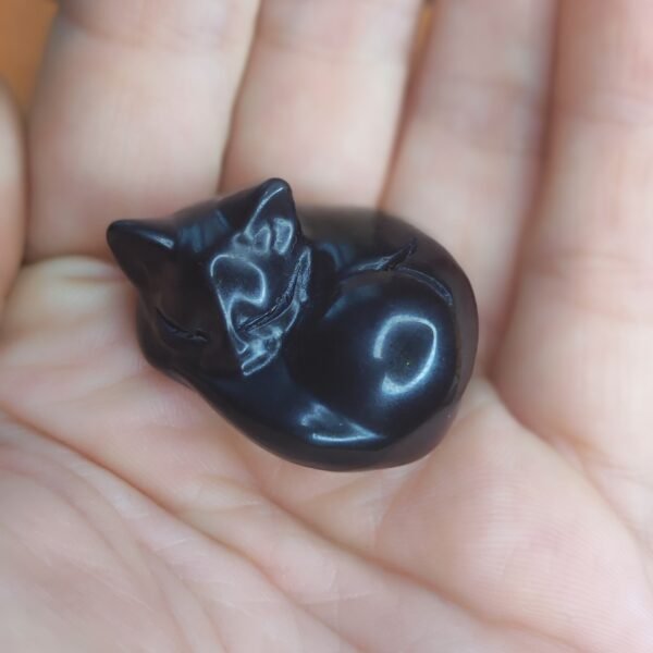 Figura de Gato de Obsidiana Plateada - Imagen 2